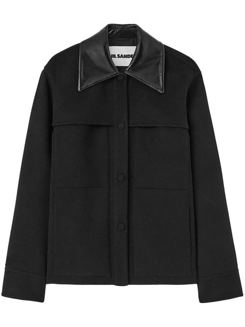 Jil Sander cutaway-collar wool shirt jacket - Black - zdjęcie produktu nr 1