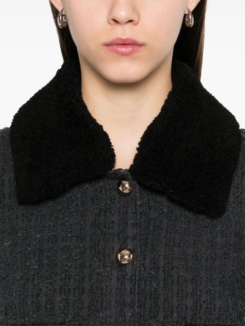 Self-Portrait textured denim jacket - Grey