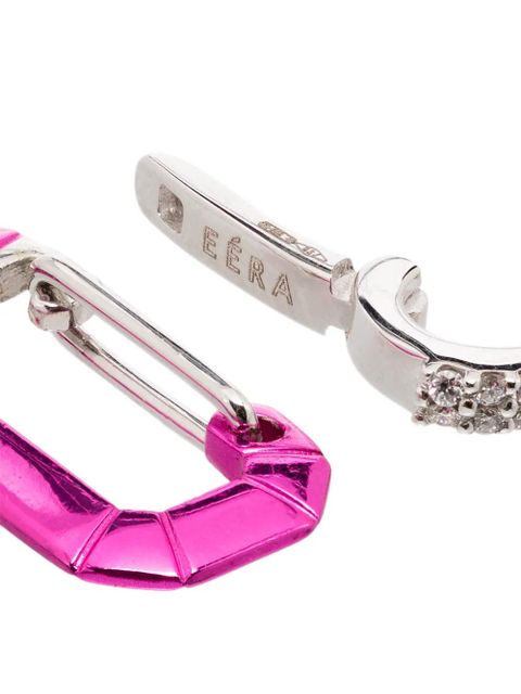 EÉRA 18kt white gold diamond hoop earring - Pink