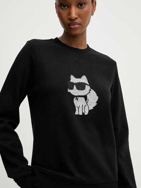 Karl Lagerfeld bluza IKON damska kolor czarny z nadrukiem A3W20066