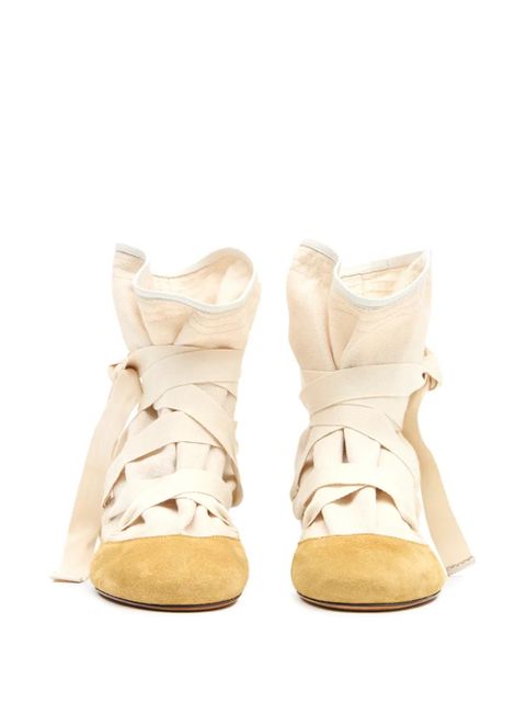 ISABEL MARANT Letiz ankle-tie leather boots - Neutrals