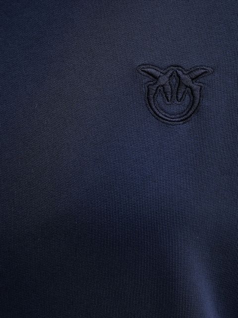 Pinko bluza bawełniana damska kolor granatowy z kapturem gładka 105507 A2RB