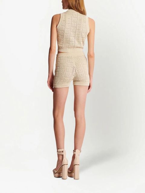 Balmain monogram mesh knitted shorts - Neutrals