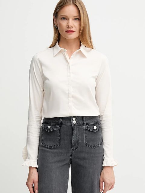 Mos Mosh koszula damska kolor beżowy regular z kołnierzykiem klasycznym 144070 - zdjęcie produktu nr 1