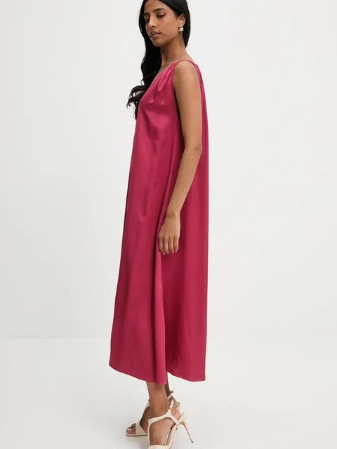 Answear.LAB sukienka kolor bordowy midi prosta - zdjęcie produktu nr 2