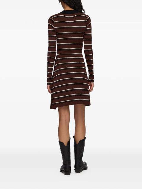 GANNI striped polo mini dress - Brown