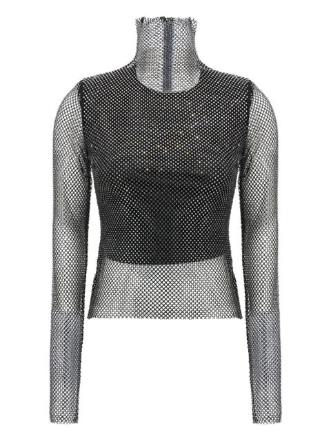 Sportmax rhinestone-embellished mesh top - Black - zdjęcie produktu nr 1