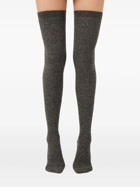 Max Mara Parisian ribbed metallic socks - Brown
