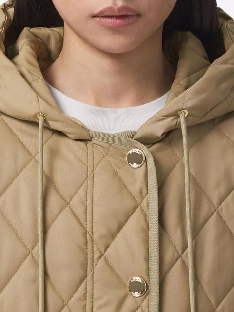 Burberry diamond-quilted hooded coat - Neutrals