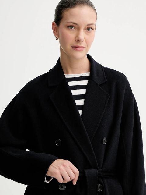 Marc O'Polo płaszcz z wełną kolor granatowy 508005171127