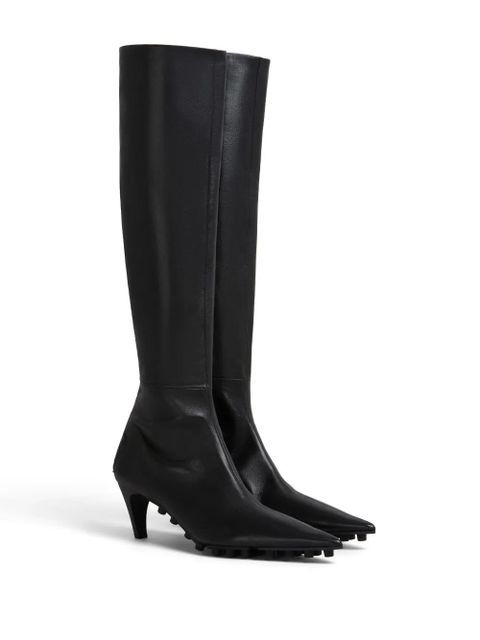 Marni Spike leather knee-high boots - Black