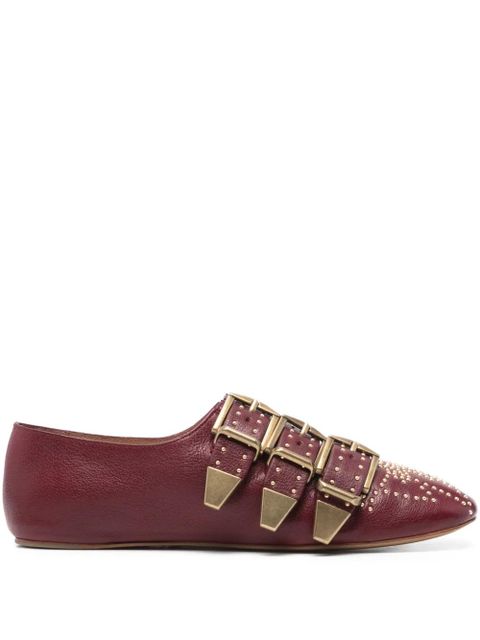 Chloé Susan square-toe buckle flat pumps - Red - zdjęcie produktu nr 1