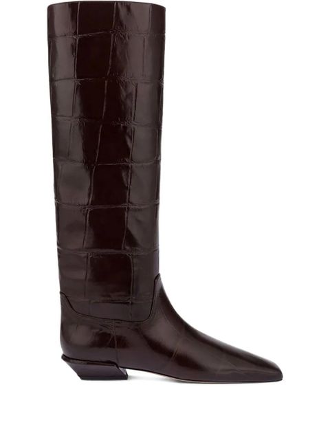 Paris Texas croco-embossed leather boots - Brown - zdjęcie produktu nr 1
