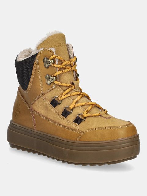 U.S. Polo Assn. botki ICY007 damskie kolor żółty na płaskim obcasie ocieplone ICY007W/EUH1 - zdjęcie produktu nr 1