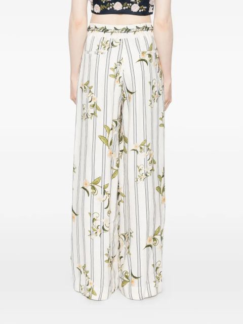 Agua By Agua Bendita striped floral-print pants - White