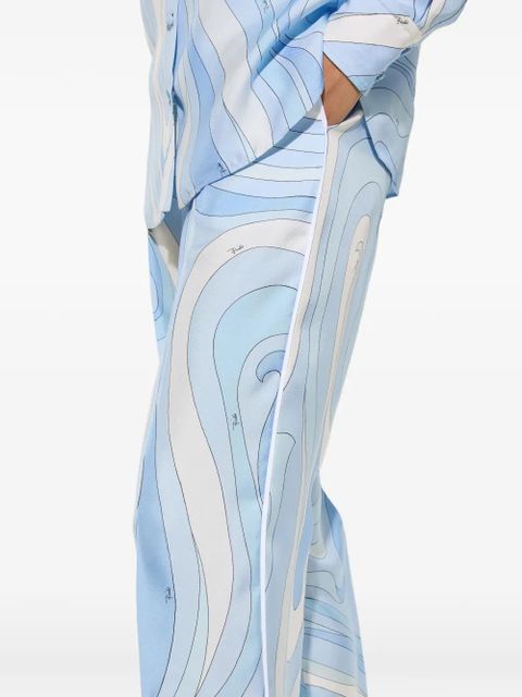 PUCCI Marmo-print silk pants - Blue