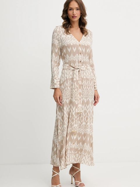 Marciano by Guess sukienka BRITNEY kolor beżowy maxi rozkloszowana 5YGK47 7352A - zdjęcie produktu nr 1