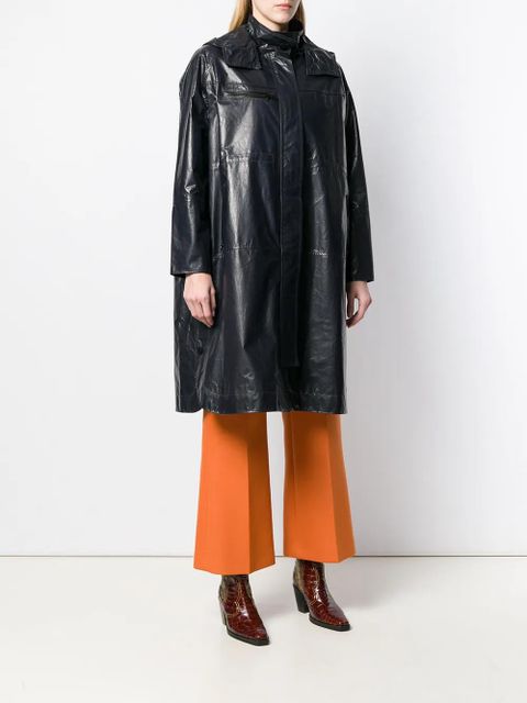 Yves Salomon oversized leather parka - Blue