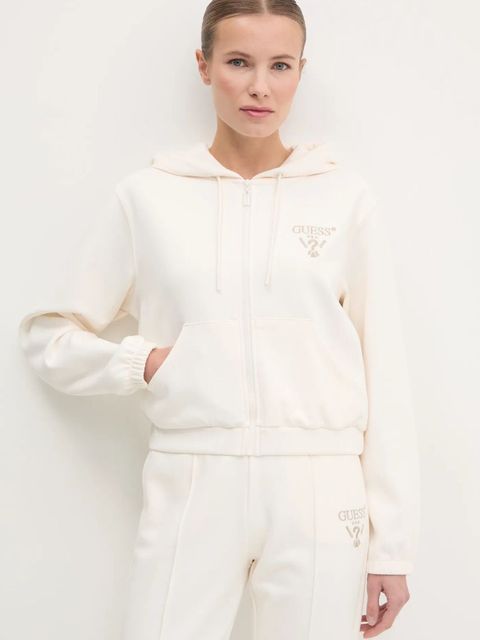 Guess bluza ROBERTA damska kolor beżowy z kapturem z aplikacją V5RQ20 KC3D2 - zdjęcie produktu nr 1