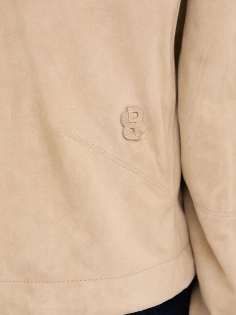 BOSS kurtka zamszowa kolor beżowy przejściowa oversize 50543211