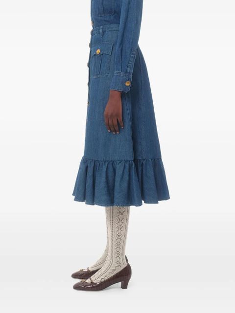 Valentino Garavani lightweight denim cotton skirt - Blue