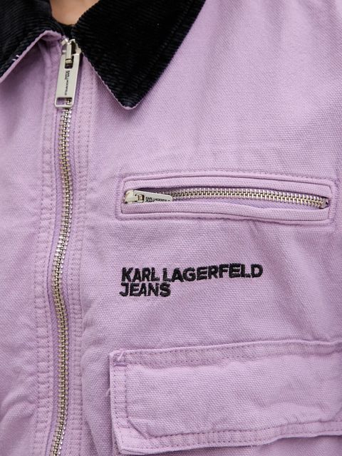 Karl Lagerfeld Jeans kurtka bawełniana kolor fioletowy przejściowa oversize A3W14016