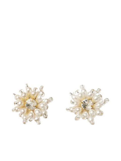 Vanina beaded crystal earrings - White