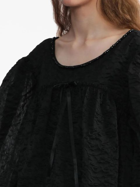 Simone Rocha bow-detail puff-sleeve dress - Black