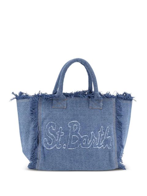 MC2 Saint Barth Vanity fringed logo denim tote bag - Blue - zdjęcie produktu nr 1