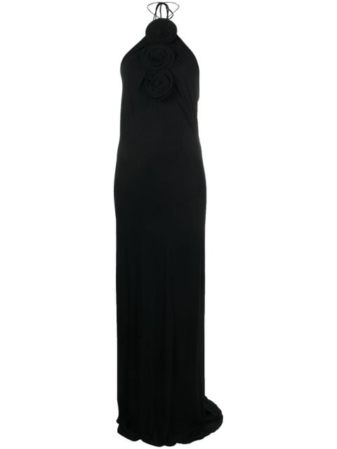 Magda Butrym floral-appliqué halterneck maxi dress - Black - zdjęcie produktu nr 1