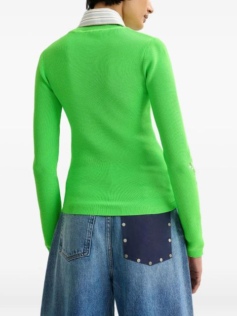 Essentiel Antwerp floral-embroidered sweater - Green