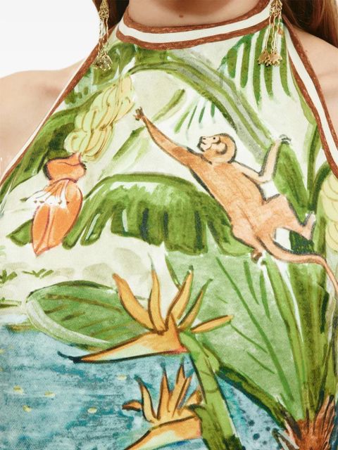 ALEMAIS Toucan Tango halter printed mini dress - Green