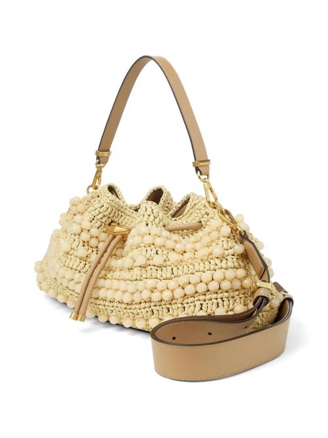 Jimmy Choo medium Cinch beaded embellishment bucket bag - Neutrals