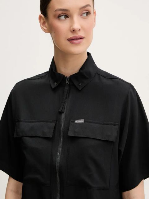 Columbia koszula Elevated View Utility damska kolor czarny relaxed z kołnierzykiem klasycznym 2118731