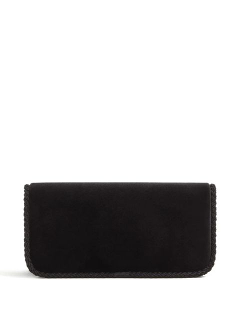 Valentino Garavani Locò jewel-embellished velvet clutch - Black