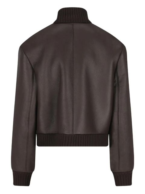 Miu Miu logo-patch zipped jacket - Brown - zdjęcie produktu nr 2
