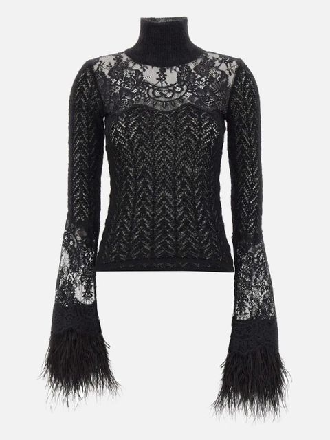 Blumarine Marabu lace-insert sweater - Black - zdjęcie produktu nr 1