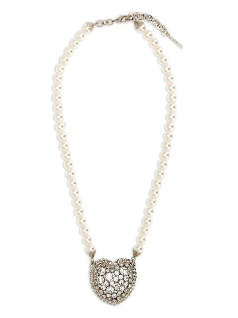 Alessandra Rich crystal-embellished heart necklace - Neutrals - zdjęcie produktu nr 1