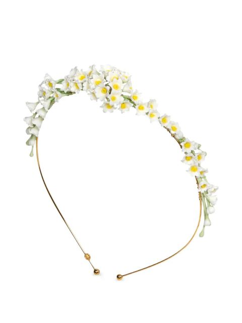 Jennifer Behr Victoria floral-appliqué headband - White - zdjęcie produktu nr 1