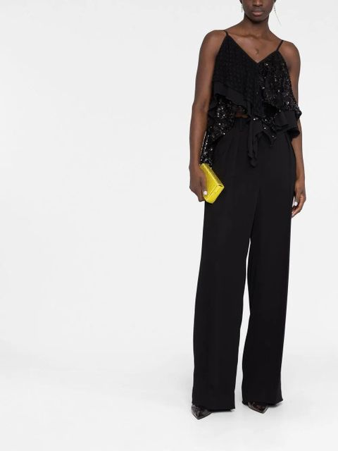 The Attico asymmetric embellished vest top - Black