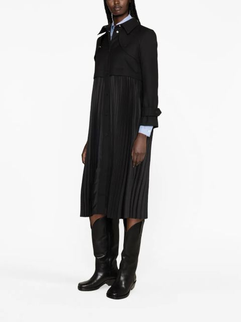 SANDRO pleated gabardine trench coat - Black