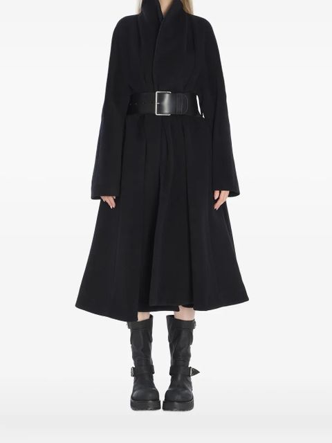 Balenciaga leather-belt wrap coat - Black