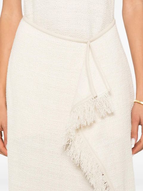 Nanushka Rayen frayed draped midi dress - Neutrals