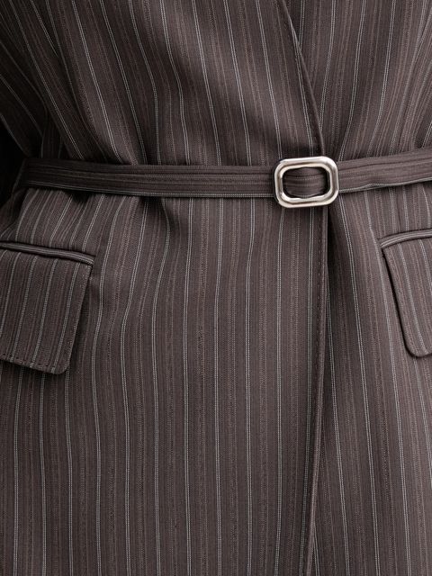 ISABELLE BLANCHE marynarka z wełną kolor brązowy dwurzędowa wzorzysta IS25FW-J043-T003