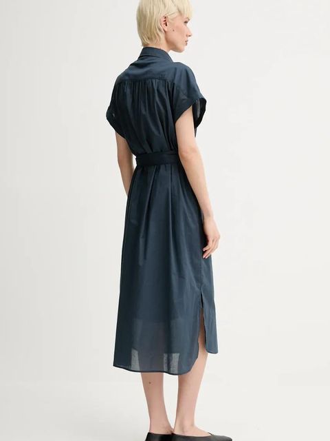 Marc O'Polo sukienka bawełniana kolor niebieski midi prosta 504081121147