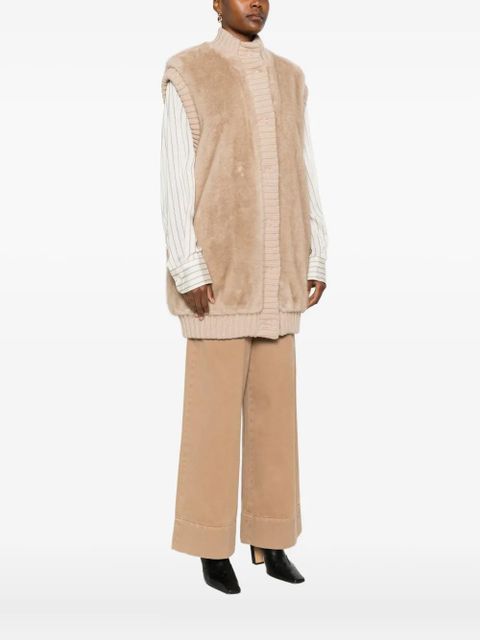 PINKO faux-fur knitted gilet - Neutrals