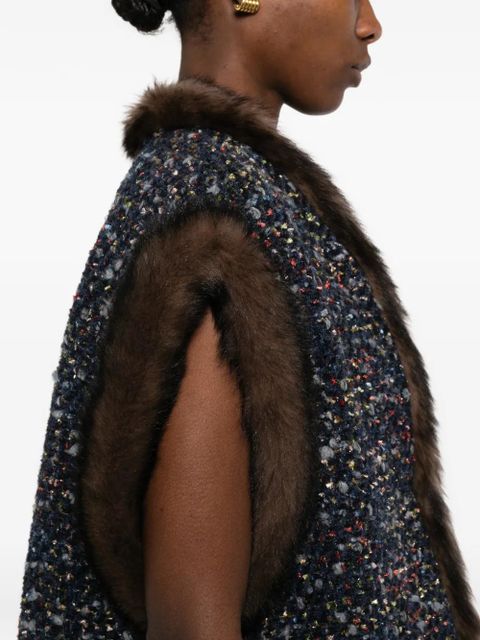 Valentino Garavani fur-trim gilet - Blue