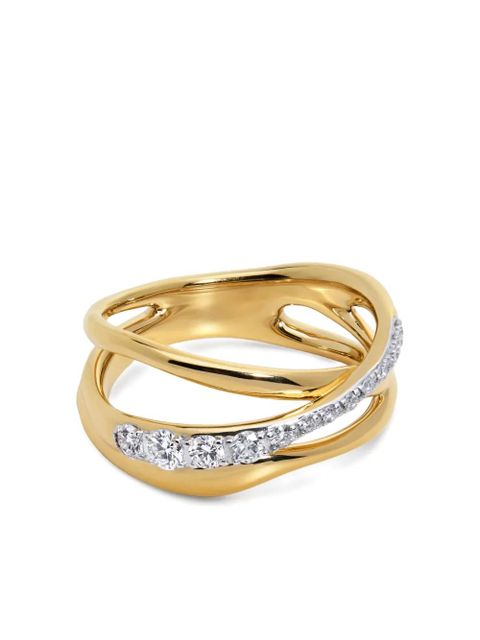 Monica Vinader pavé diamond crossover ring - Gold