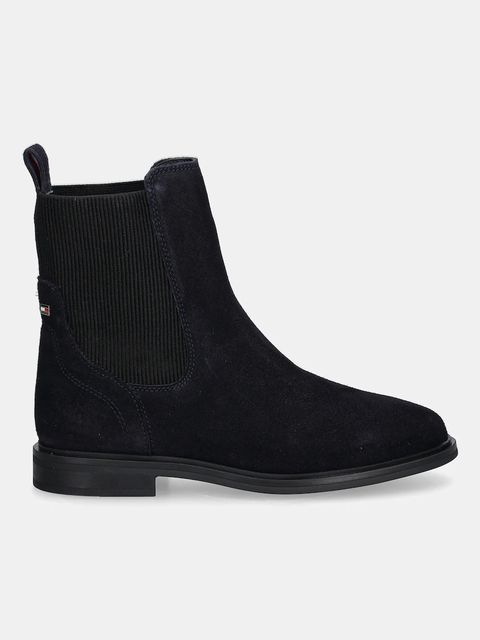 Tommy Hilfiger sztyblety zamszowe FLAG SUEDE CHELSEA BOOT damskie kolor granatowy na płaskim obcasie FW0FW08780 - zdjęcie produktu nr 2