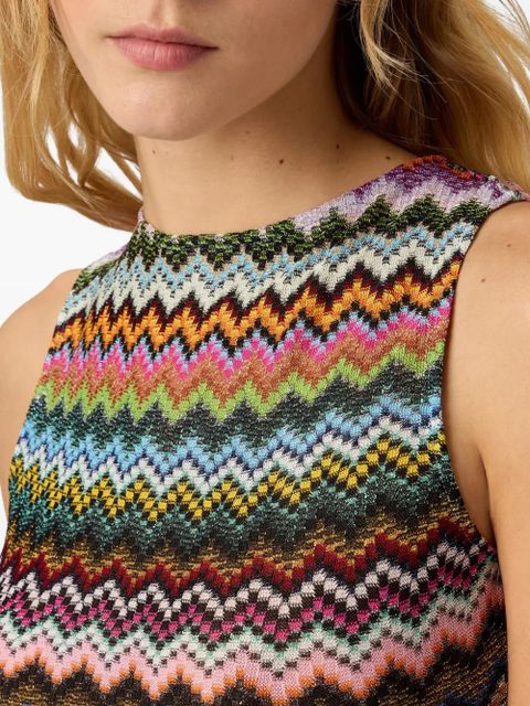 Missoni zigzag-patten knitted mini dress - Blue